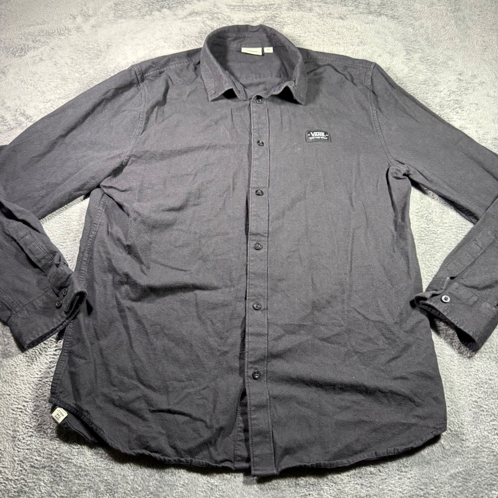 Vans Off‎ The Wall Mens XL Black Corduroy Long Sleeve Button Down Shirt Skater